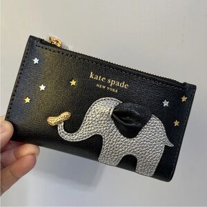 Kate Spade Black Wallet with Silver Elephant and Gold Stars